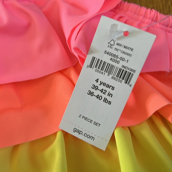 NWT Tiered Ruffle Tankini Neon Top - Picture 2 of 5